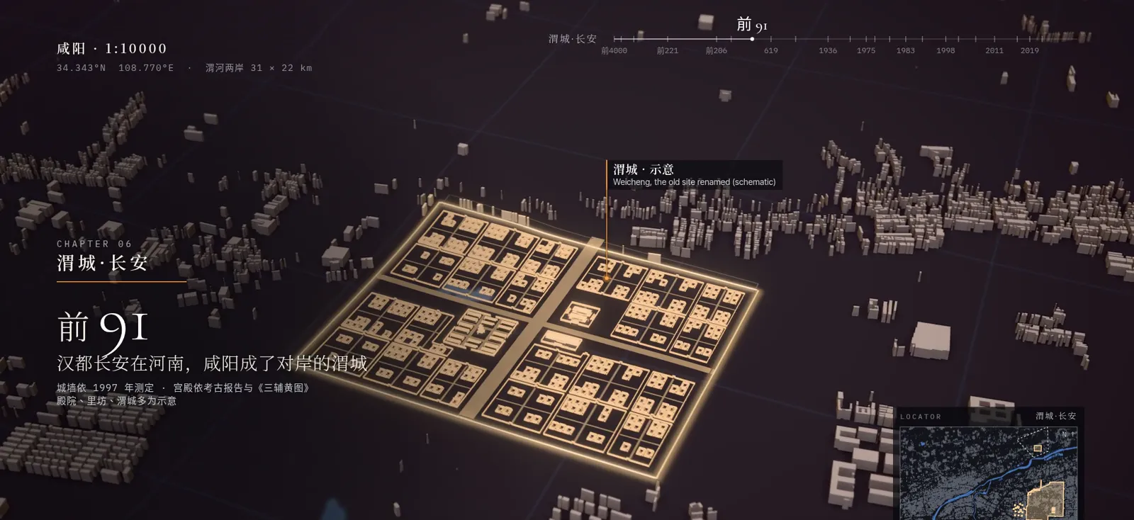 Han Chang’an, 91 BCE: a schematic city drawn from excavation reports.